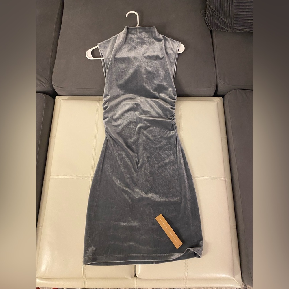 Reformation Alden Knit Dress Silver Velvet XS